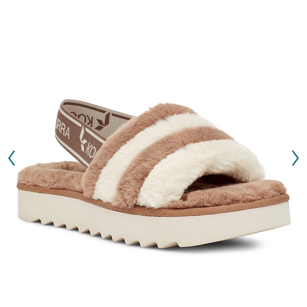 Koolabura by UGG Fuzz’n Women’s Faux Fur Slipper Sandals Tan Cream size …